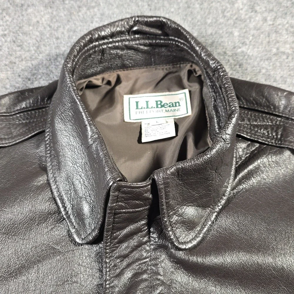 Vintage LL Bean A-2 Leather Bomber Flight Jacket USA Made Brown XL H668